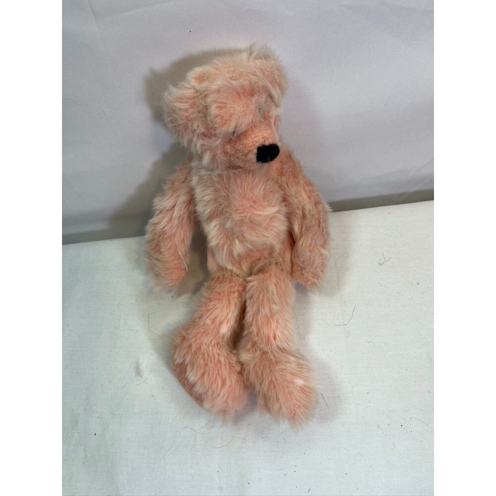 PUSH STUFFED ANIMAL PINK BEAR 11"